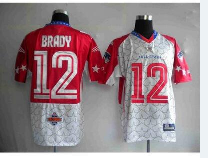 Men New England Patriots 12 Tom Brady Red 2010 Pro Bowl Stitched NFL Jersey